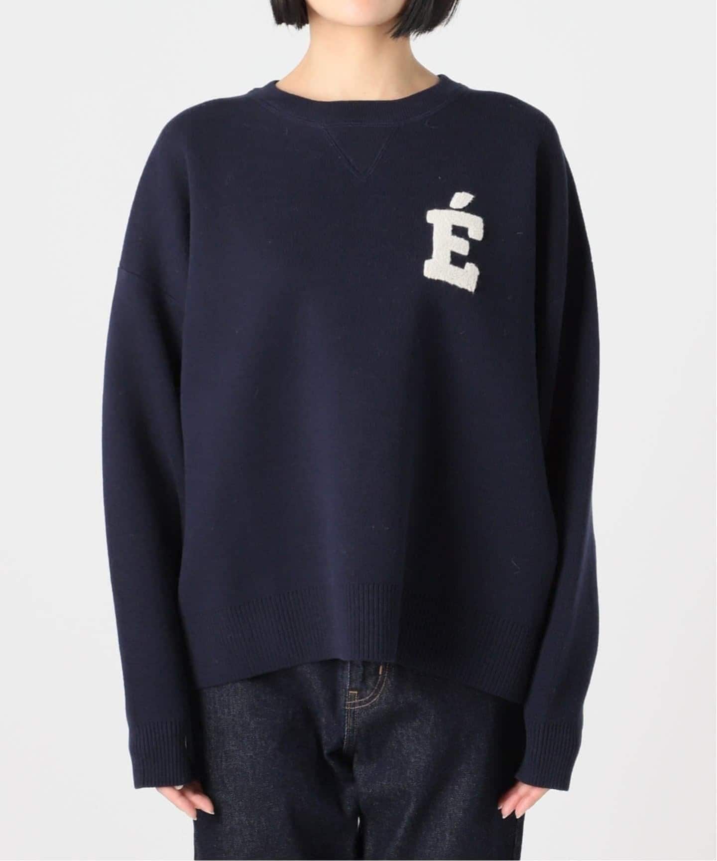 SLOBE IENA サガラ刺繍スウェットライクニット グレー2025年秋冬商品 WEB限定カラー有り/追加3予約》サガラ刺繍スウェットライクニット