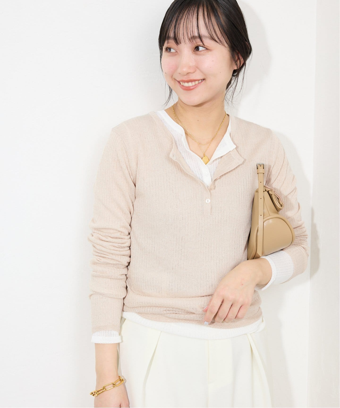SLOBE IENA ヘンリーネックプルオーバー トップス リブニット セーター ECO SPLASH リブ ヘンリーネックプルオーバー（ニット／セーター