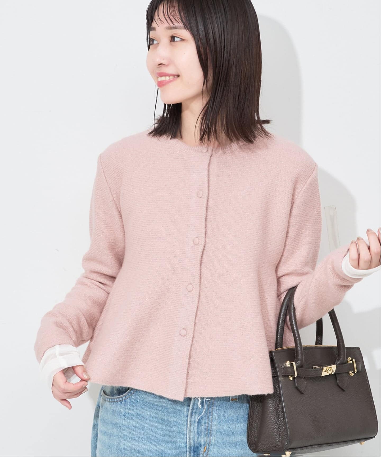 【新品タグ付き】 イエナ フレンチリネン7分袖カーディガン ピンク フレンチリネンアンサンブルカーディガン | イエナ(IENA