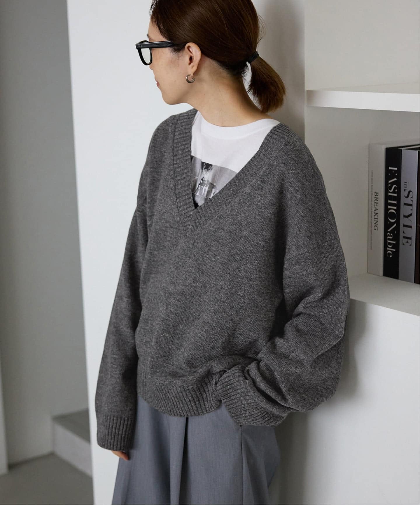 Vネックルーズニットプルオーバー（ニット／セーター）｜SLOBE IENA