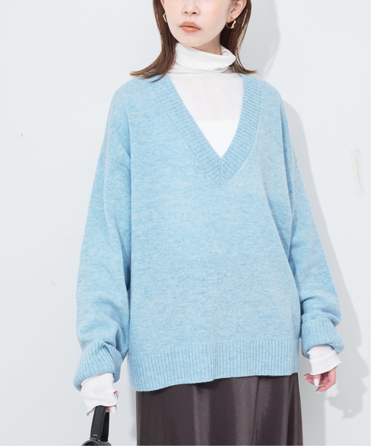 スローブイエナ　Vネックスウェットプルオーバー 予約》Vネックルーズニットプルオーバー（ニット／セーター