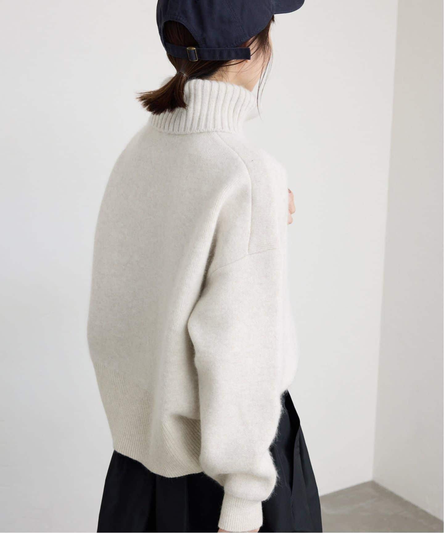 追加》ウォッシャブルファーリーダブルフェイスタートルニット（ニット