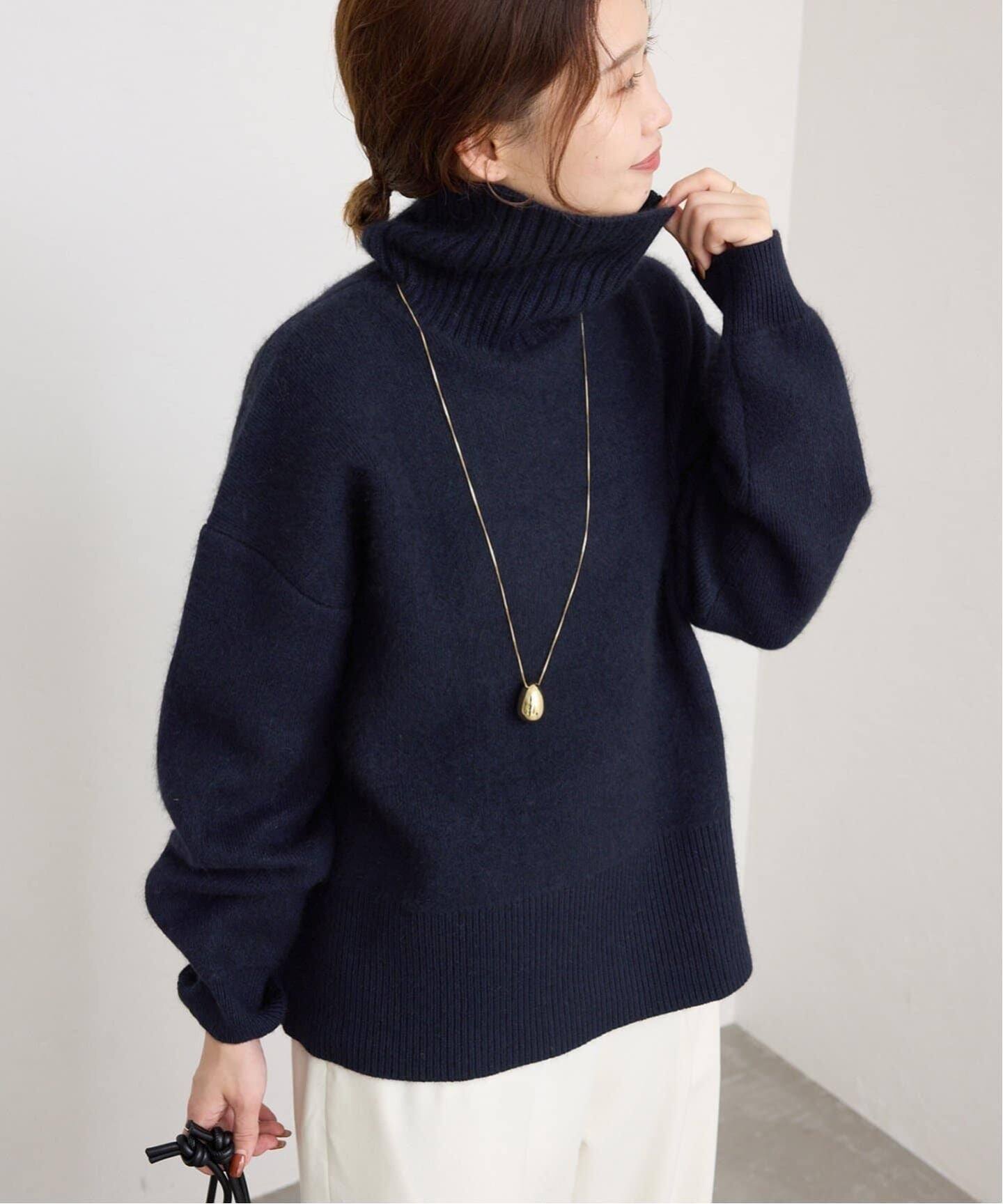 追加》ウォッシャブルファーリーダブルフェイスタートルニット（ニット