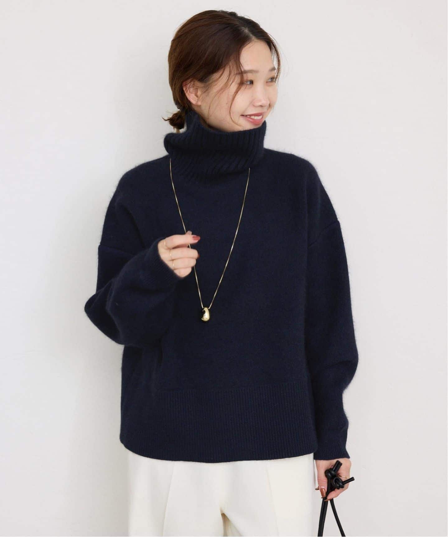 追加》ウォッシャブルファーリーダブルフェイスタートルニット（ニット