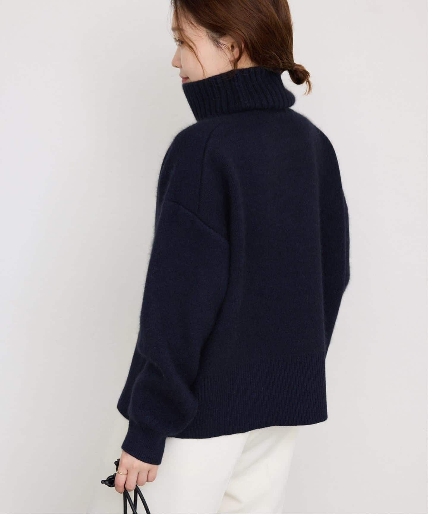 追加》ウォッシャブルファーリーダブルフェイスタートルニット（ニット