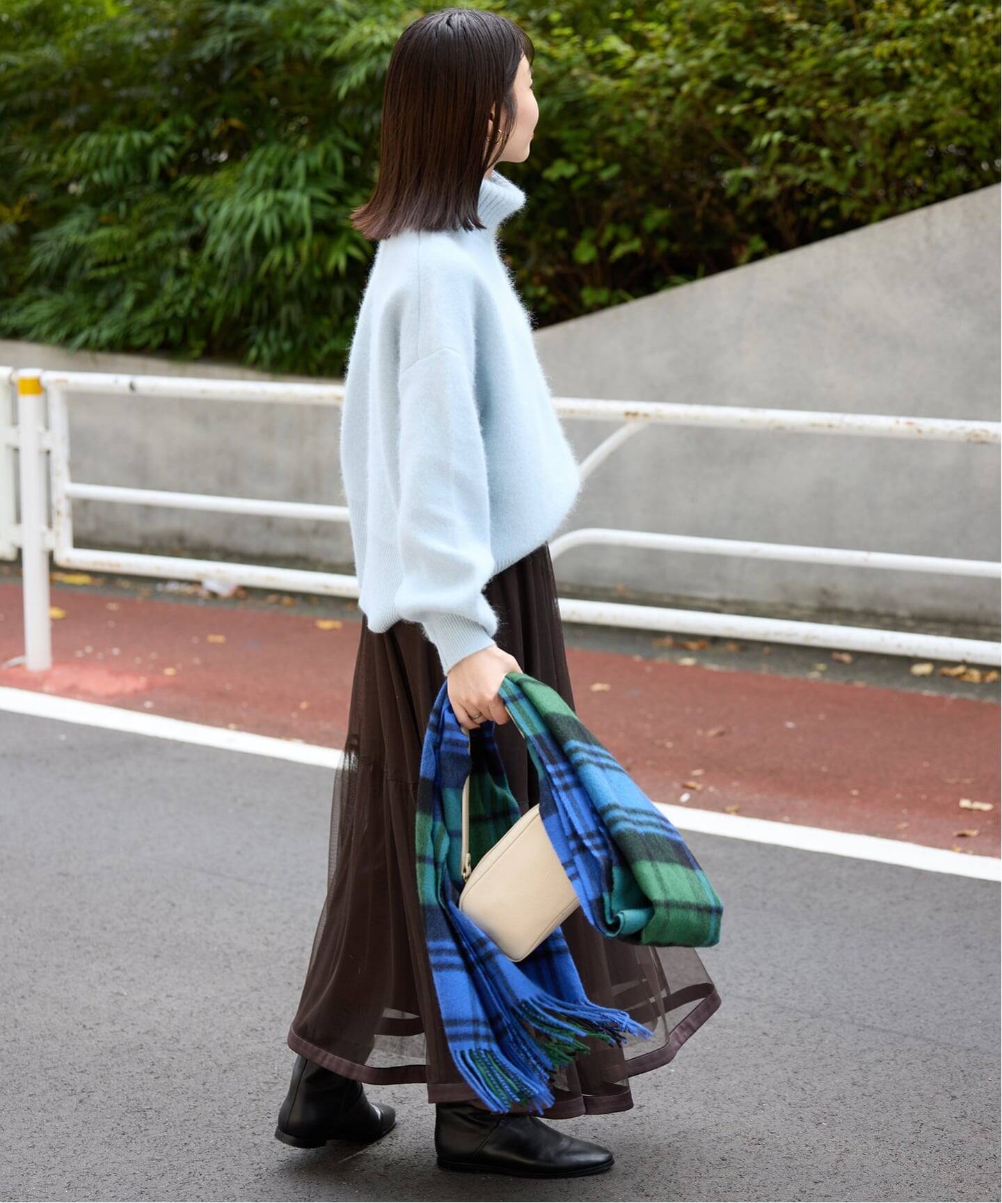 追加》ウォッシャブルファーリーダブルフェイスタートルニット（ニット