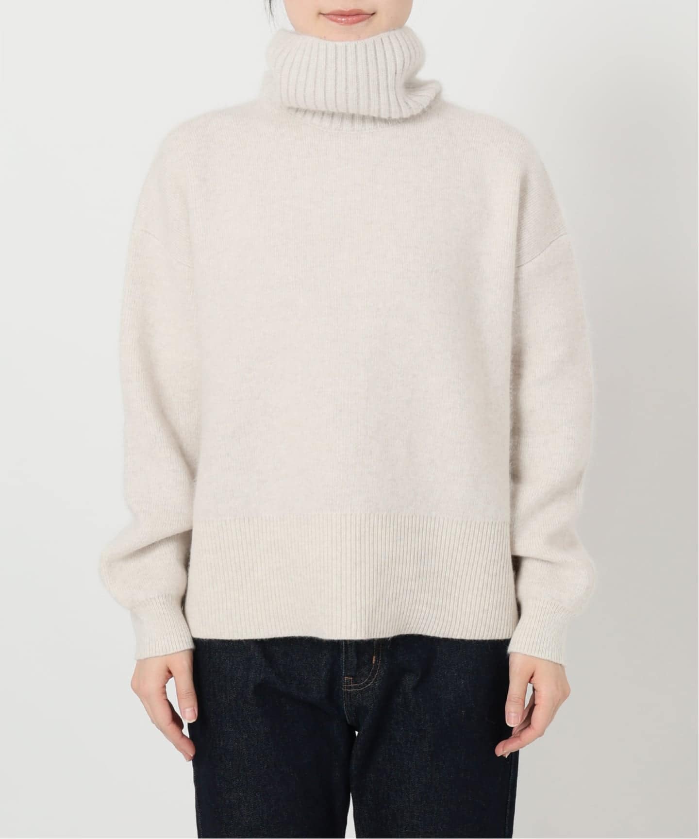 追加》ウォッシャブルファーリーダブルフェイスタートルニット（ニット