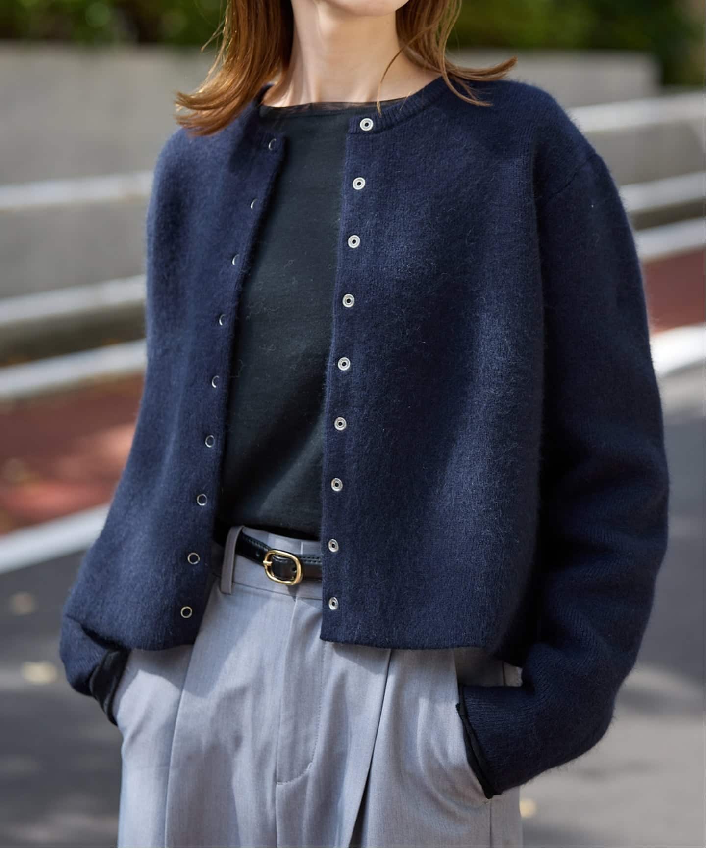 SLOBE IENA ウォッシャブルファーリーダブルフェイスカーディガン 追加》ウォッシャブルファーリーダブルフェイスカーディガン