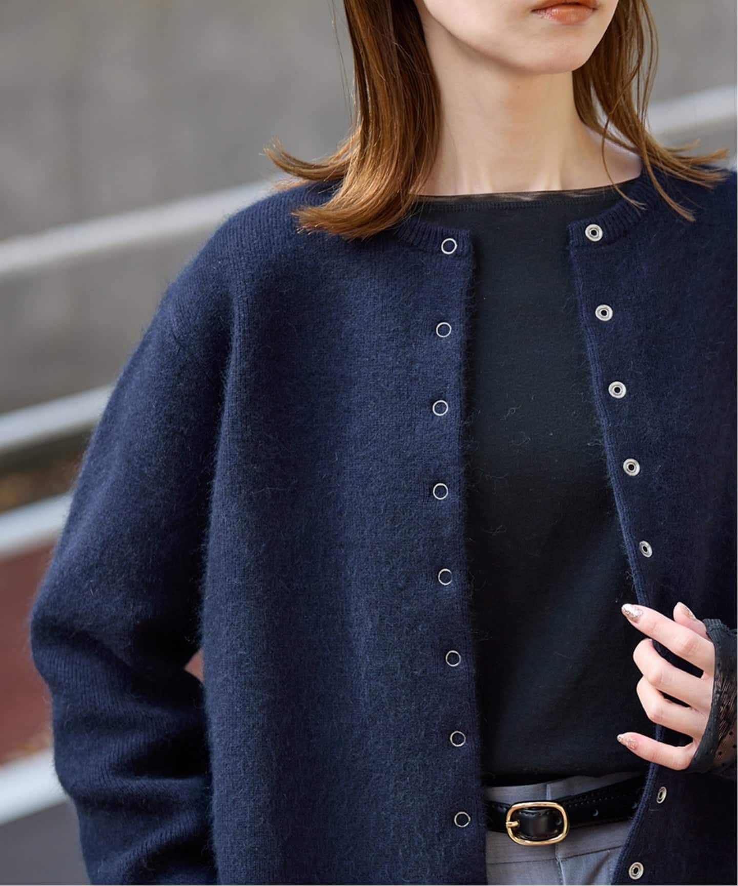 追加》ウォッシャブルファーリーダブルフェイスカーディガン