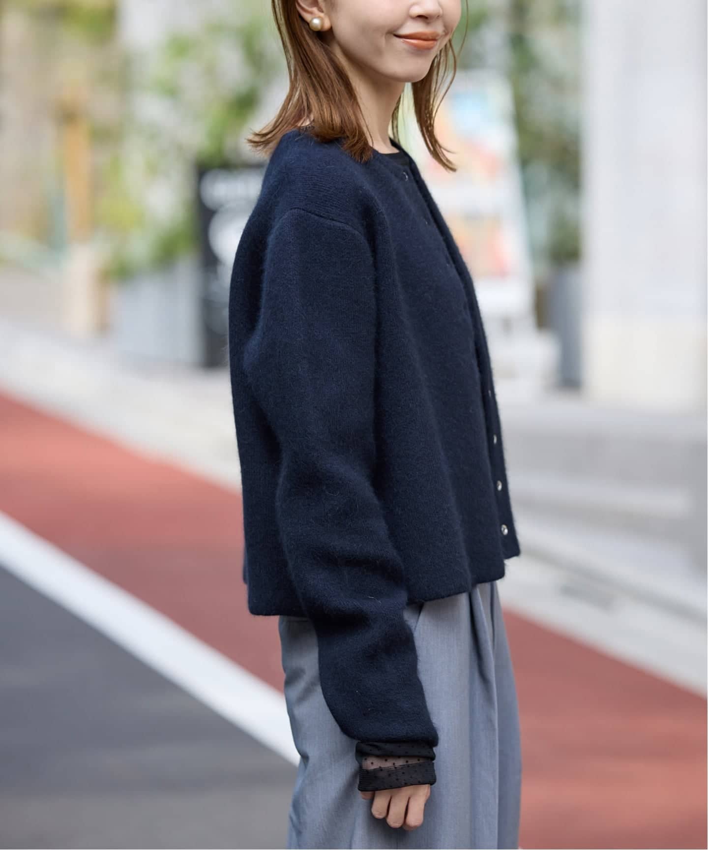 追加》ウォッシャブルファーリーダブルフェイスカーディガン