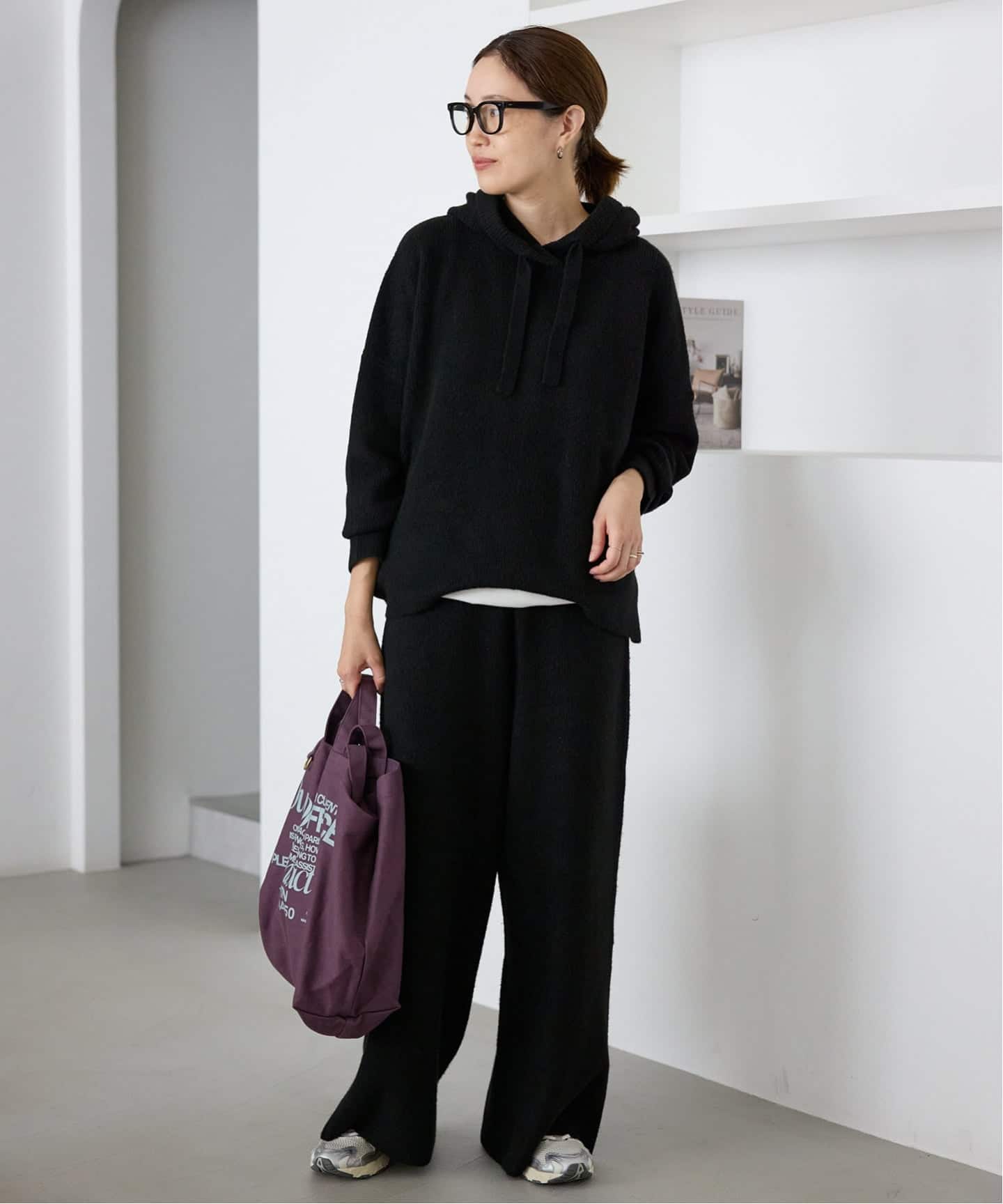 セットアップ対応可》エアリーワイドシルエットフーディー（ニット