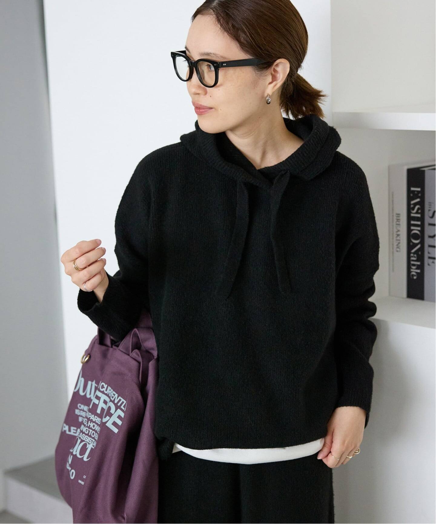 セットアップ対応可》エアリーワイドシルエットフーディー（ニット