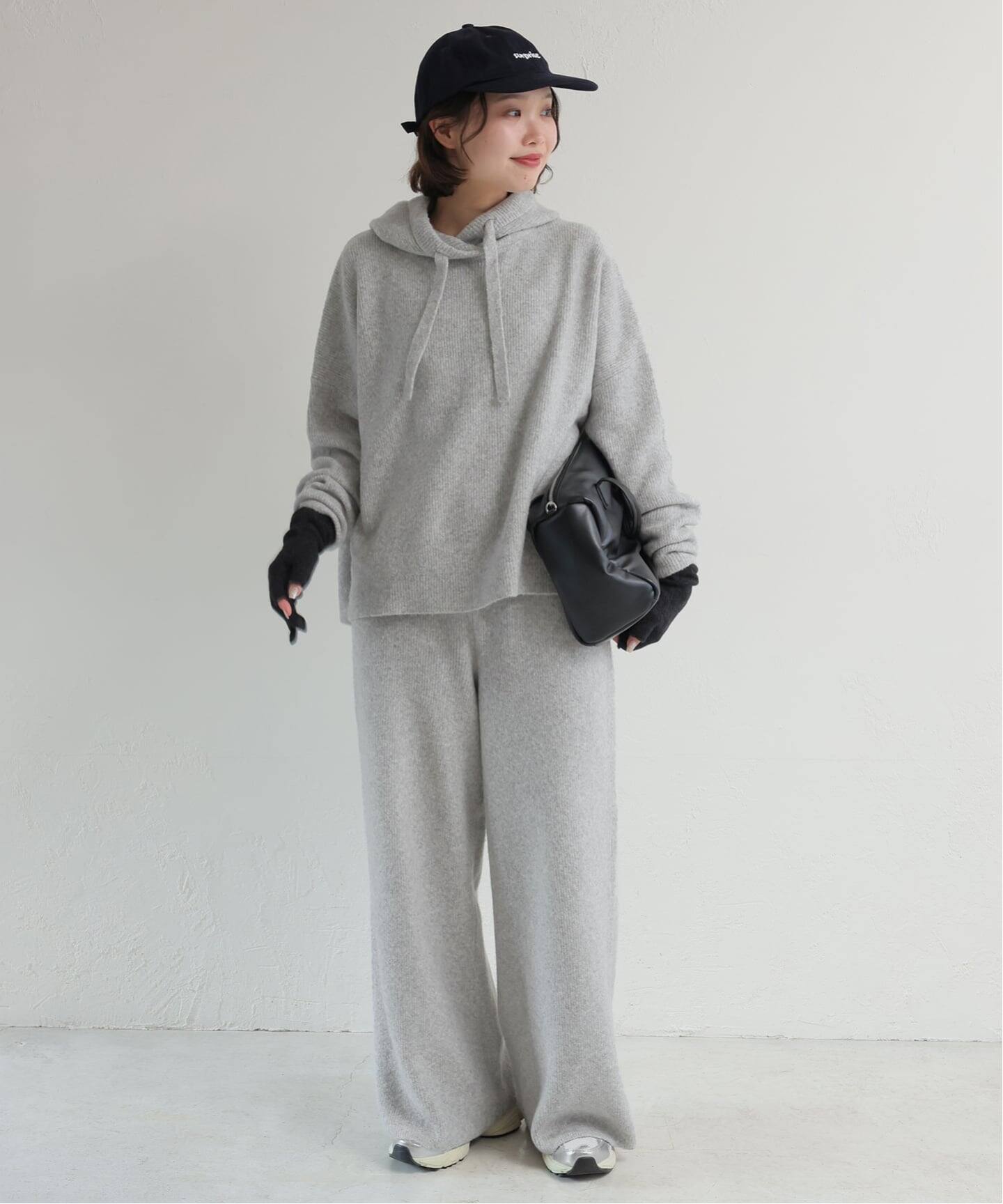 セットアップ対応可》エアリーワイドシルエットフーディー（ニット