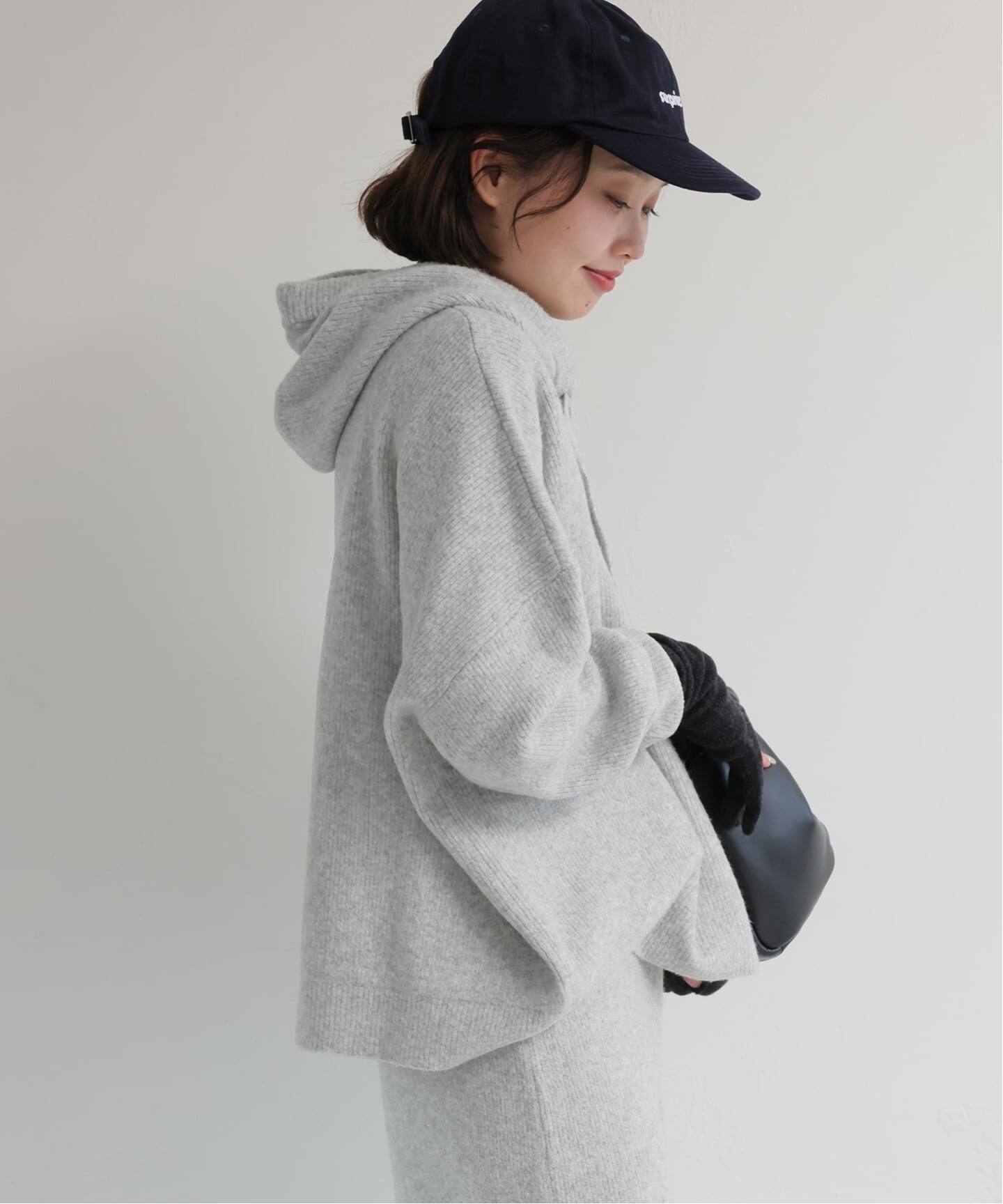 セットアップ対応可》エアリーワイドシルエットフーディー（ニット