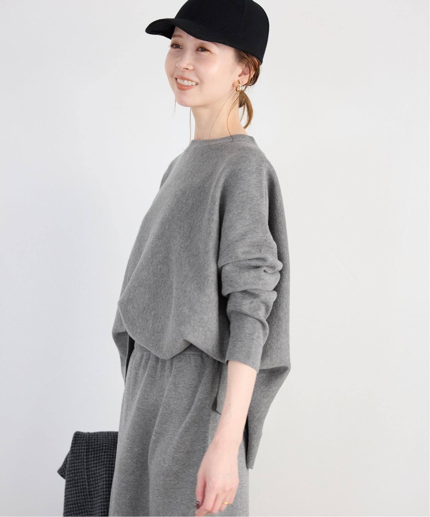極美品✨スローブ イエナ コットンダブルフェイスニット プルオーバー グレー SLOBE IENA（スローブイエナ）の「《追加》コットンダブルフェイス