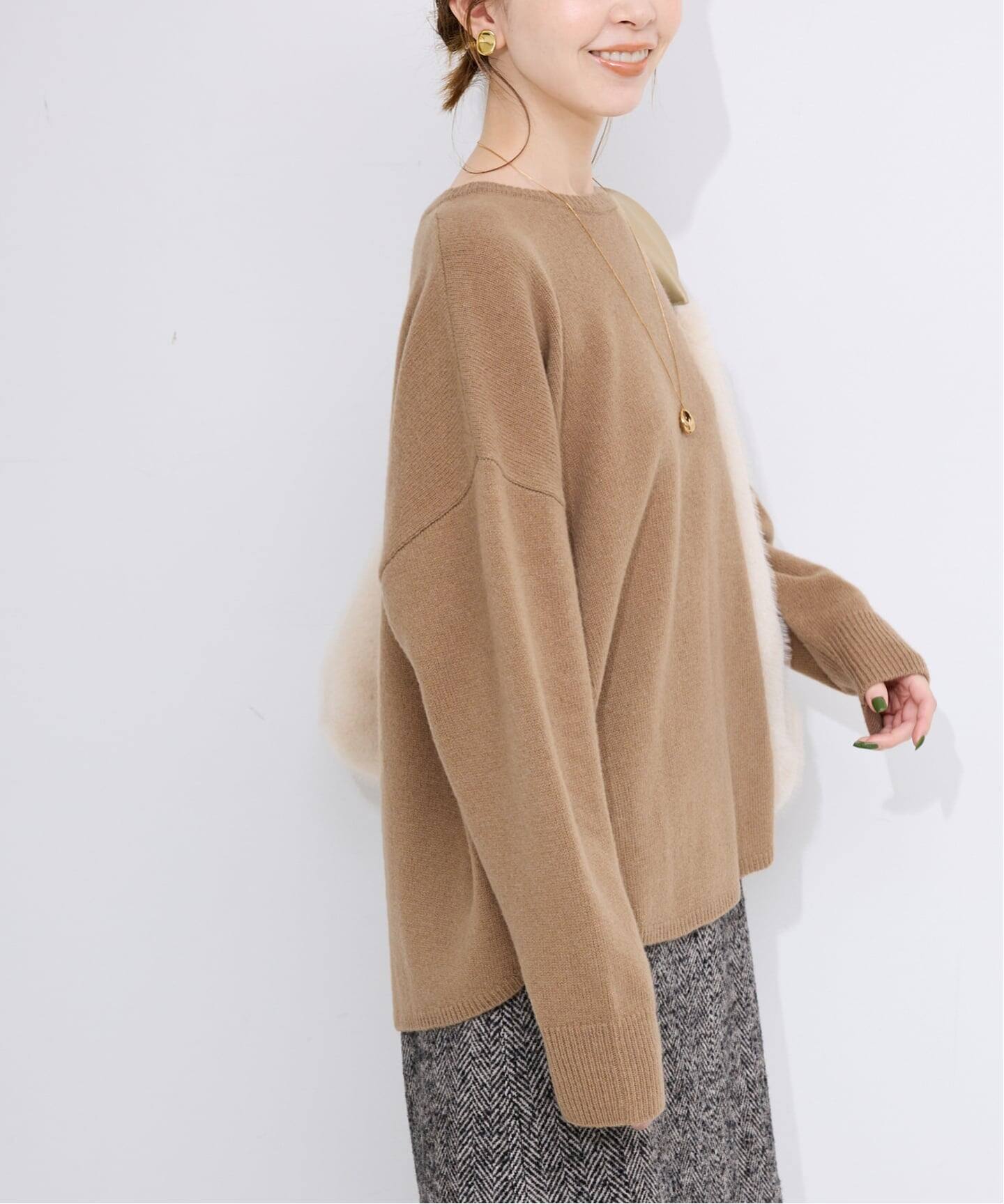 SLOBE IENA ラムウールプルオーバー 新品 キャメル ラムウールプルオーバー（ニット／セーター）｜SLOBE IENA（スローブ