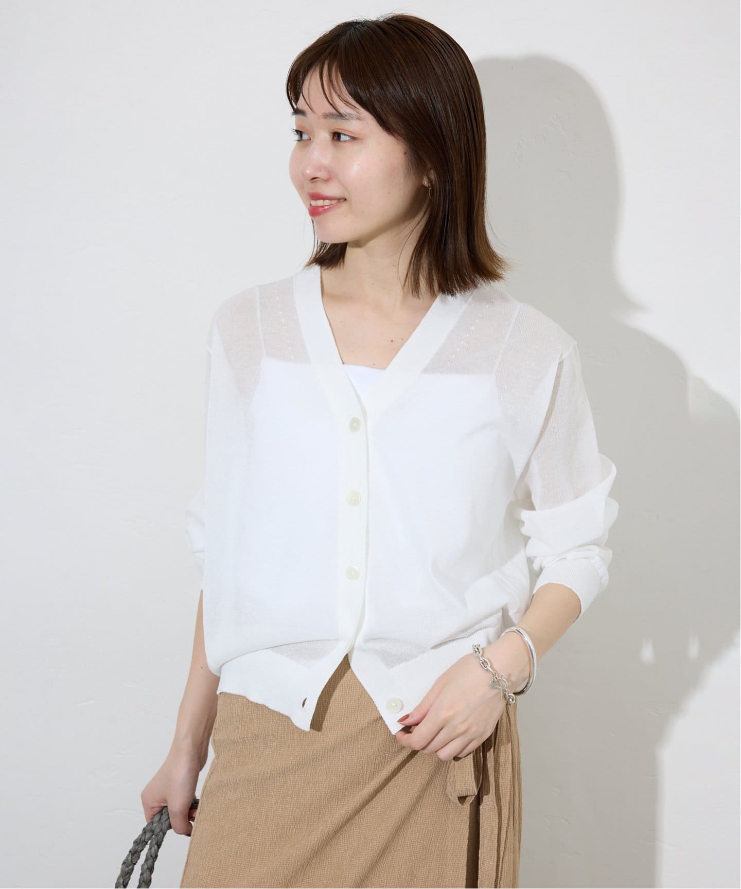 【美品】22ss SLOBE IENAスローブイエナ　麻混シアーカーディガン 追加》リネン混シアーカーディガン（カーディガン）｜SLOBE IENA