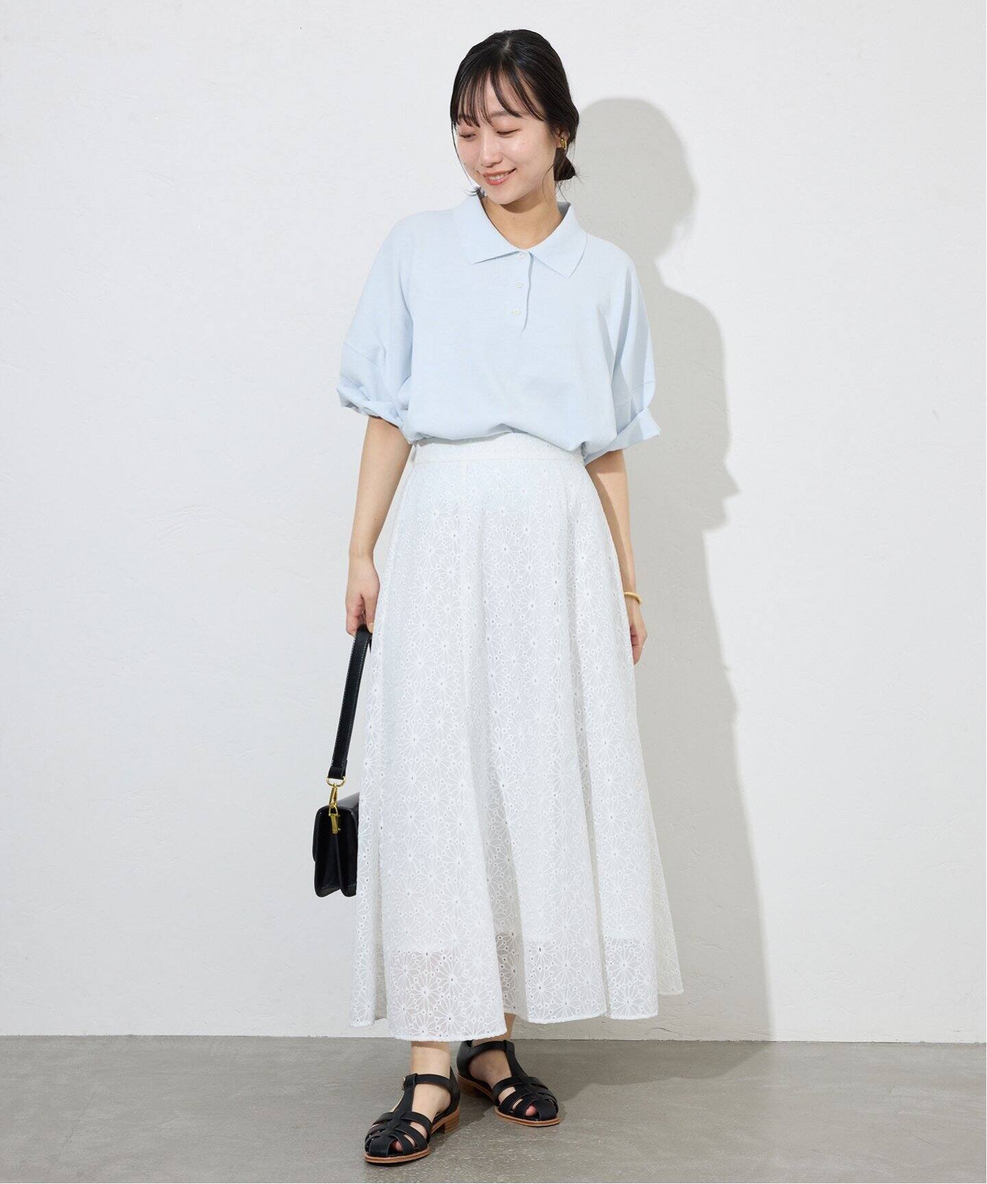 ニット セーター 「接触冷感/UV機能」FROSTY COTTON襟付きプルオーバー レディース セール】《接触冷感/UV機能》FROSTY COTTON襟付きプルオーバー