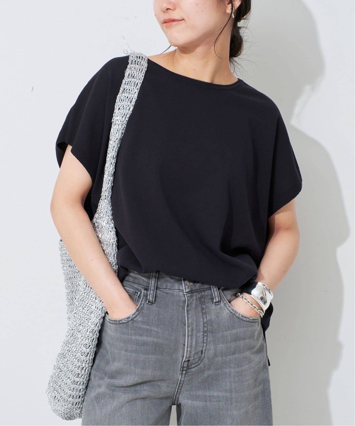 【美品】 イエナ コットンショートスリーブプルオーバ 24SSモデル ニット オープンカラーショートスリーブニット | ファッション通販