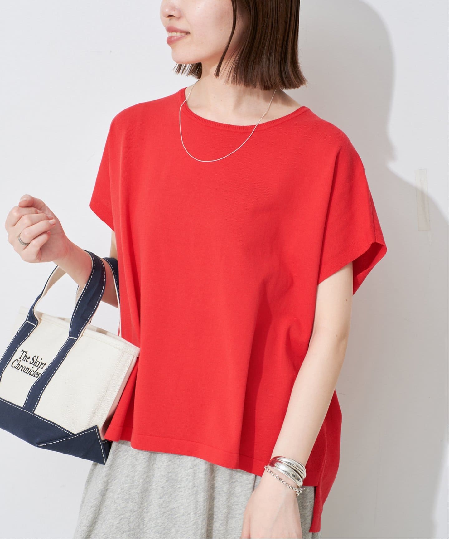 試着のみ　SLOBE IENA 接触冷感　フロスティコットンプルオーバー 接触冷感/UV機能》FROSTY COTTON ショートスリーブプルオーバー
