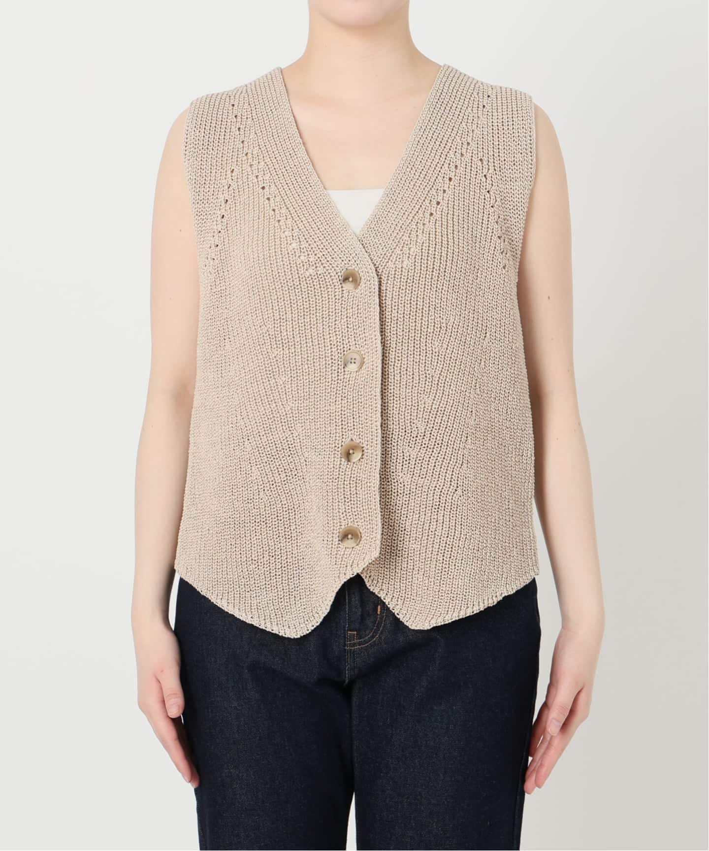【新品】SLOBE IENA ニットジレ ベージュ　スローブイエナ 追加》ニットジレ（ニット／セーター）｜SLOBE IENA（スローブ