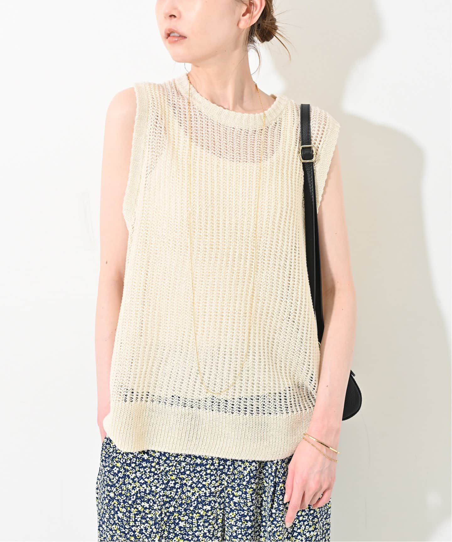 【SLOBE IENA】KAYAノースリーブプルオーバーリネン52%ヘンプ48% スローブ イエナ SLOBE IENA 《追加》KAYAノースリーブプル