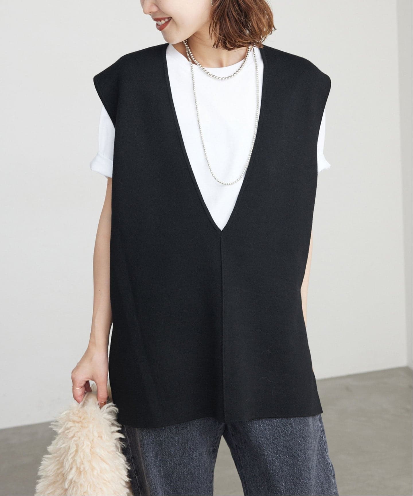 追加》ダブルフェイスニットベスト（ベスト）｜SLOBE IENA（スローブ