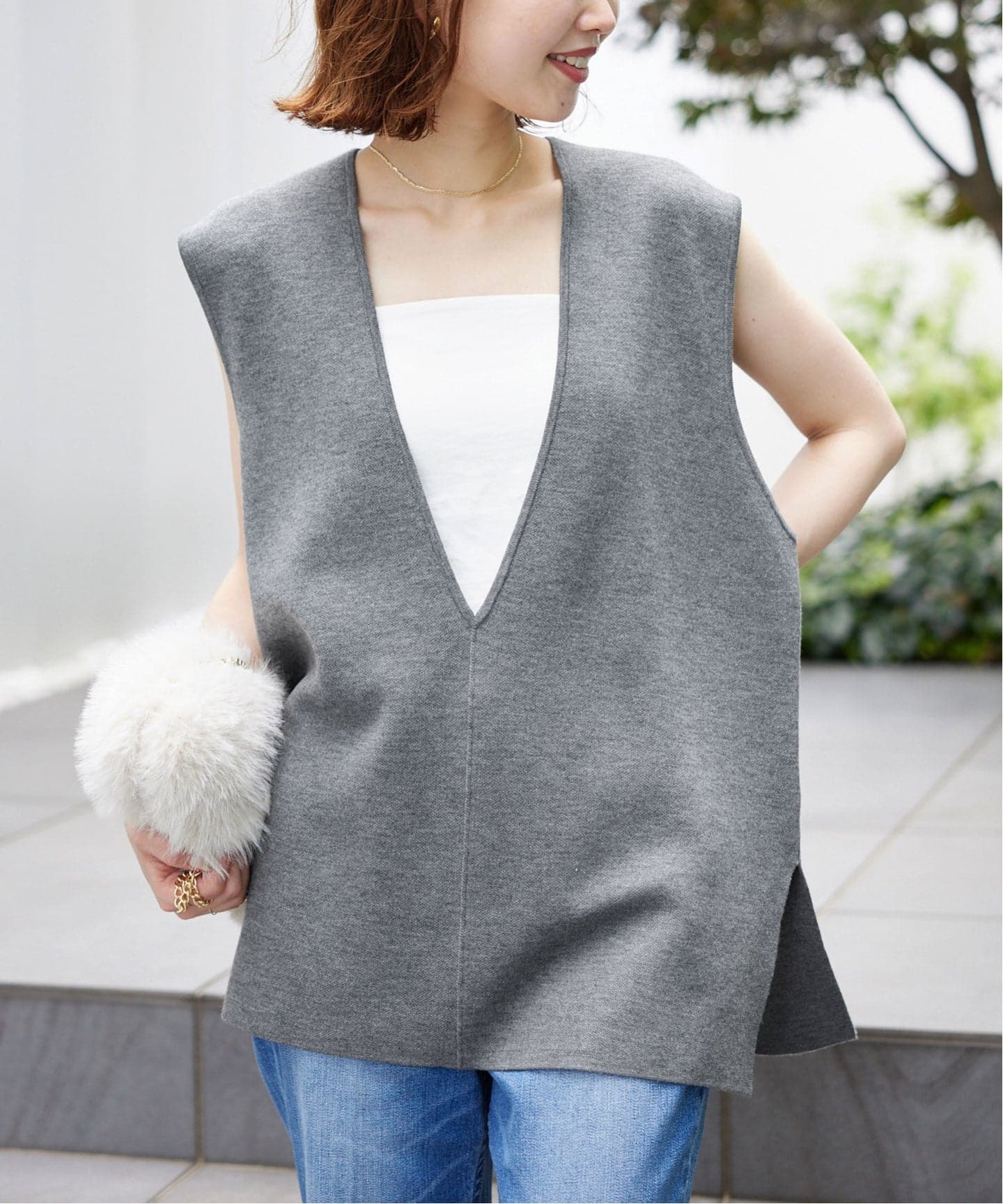 スローブイエナ　ダブルフェイスニットベスト SLOBE IENA｜《追加》ダブルフェイスニットベスト | Rakuten