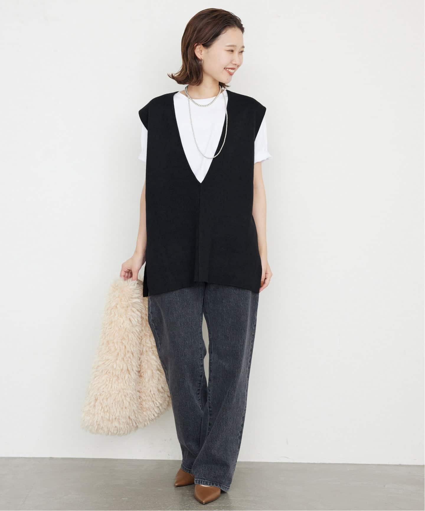 SLOBE IENAダブルフェイスニットベスト オーバーサイズ ダブルフェイスニットベスト（ベスト）｜SLOBE IENA（スローブ