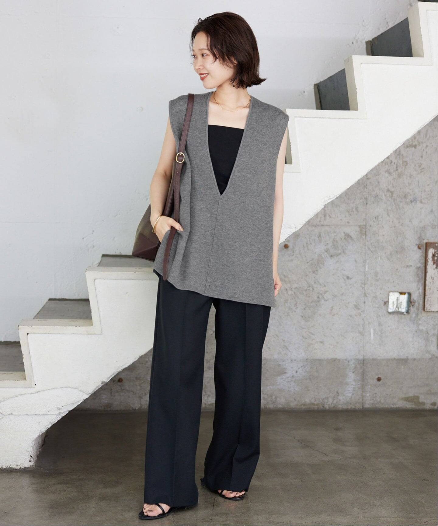 WEB限定/追加2》ダブルフェイスニットベスト（ベスト）｜SLOBE IENA