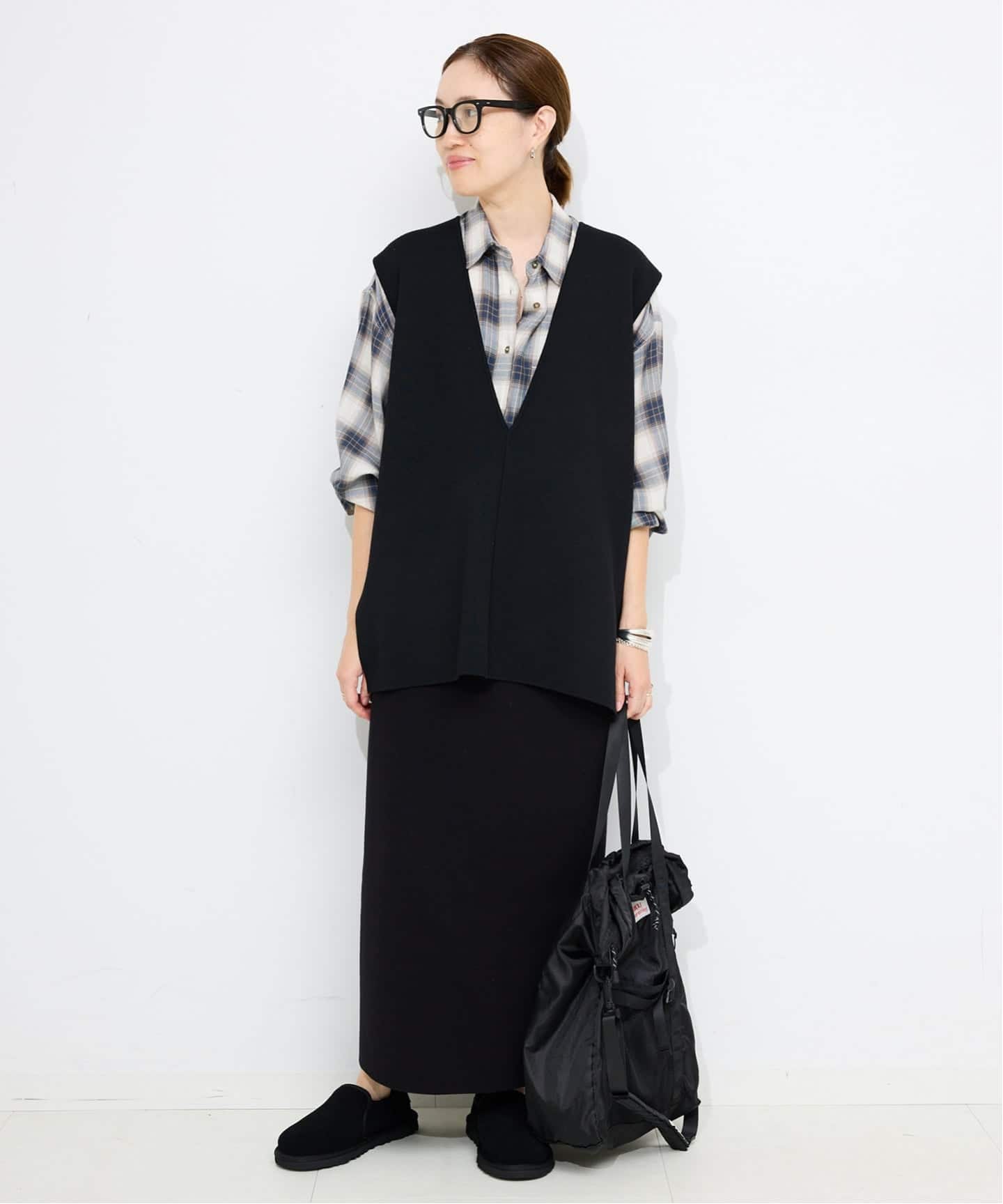 SLOBE IENA ダブルフェイス ニット ベスト ブラック WEB限定/追加3》ダブルフェイスニットベスト（ベスト）｜SLOBE IENA