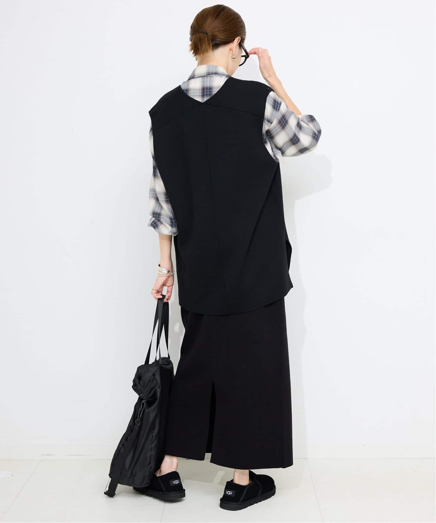 SLOBE IENA スローブ イエナ ダブルフェイスニットベスト ブラック WEB限定/追加3予約》ダブルフェイスニットベスト（ベスト）｜SLOBE