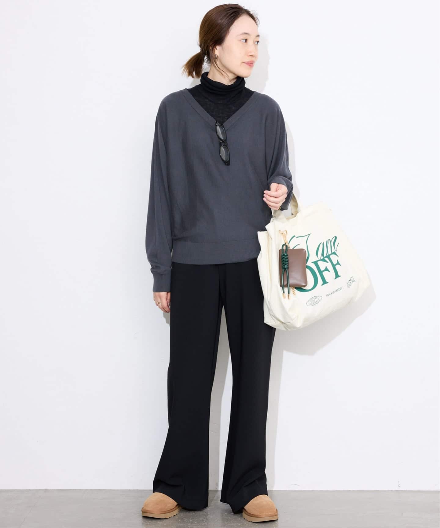 ウォッシャブルプレーンニット ウォッシャブルドルマンVネックPO ブラウンセット ウォッシャブルドルマンVネックプルオーバー（ニット／セーター