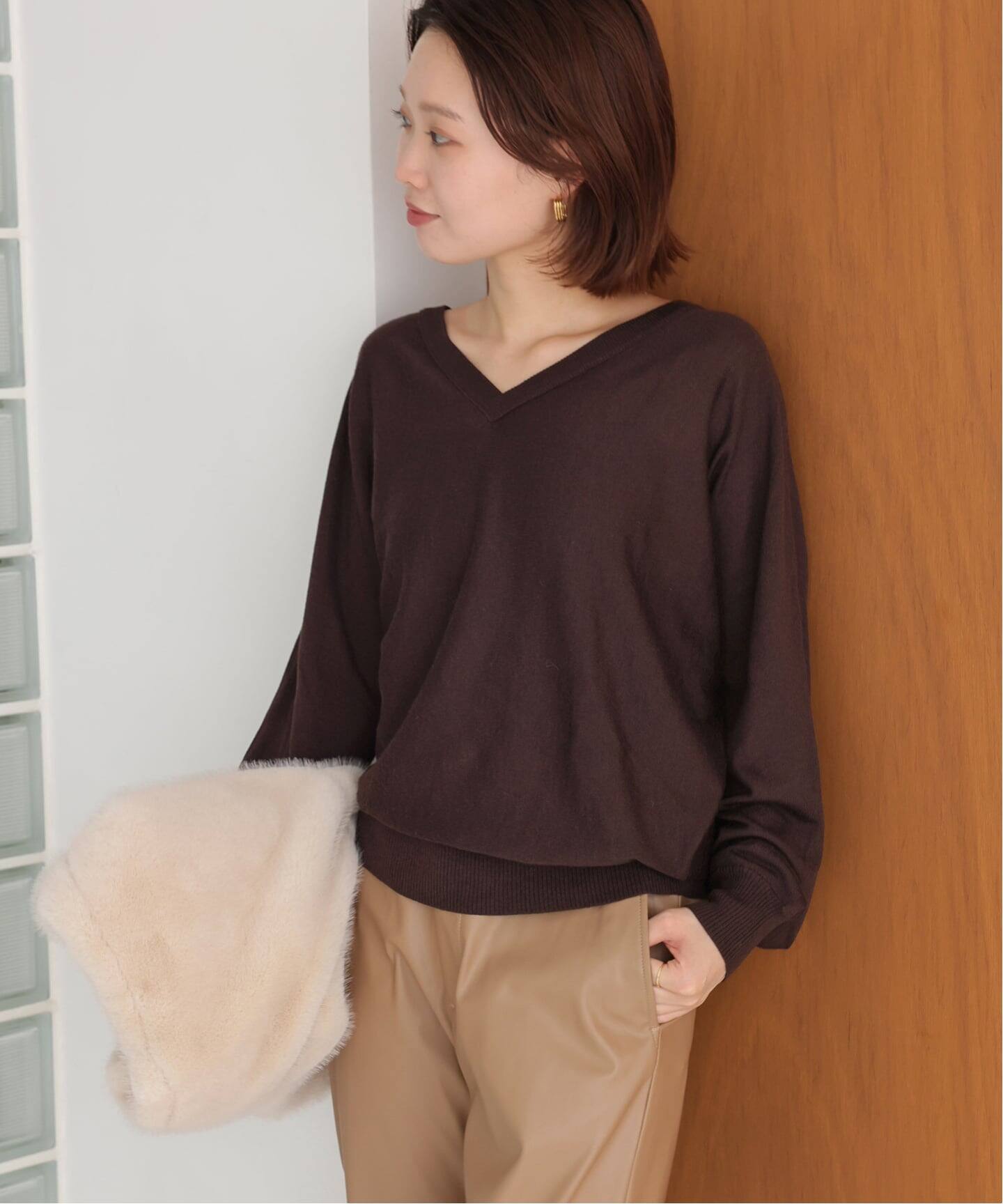 ウォッシャブルドルマンVネックプルオーバー（ニット／セーター