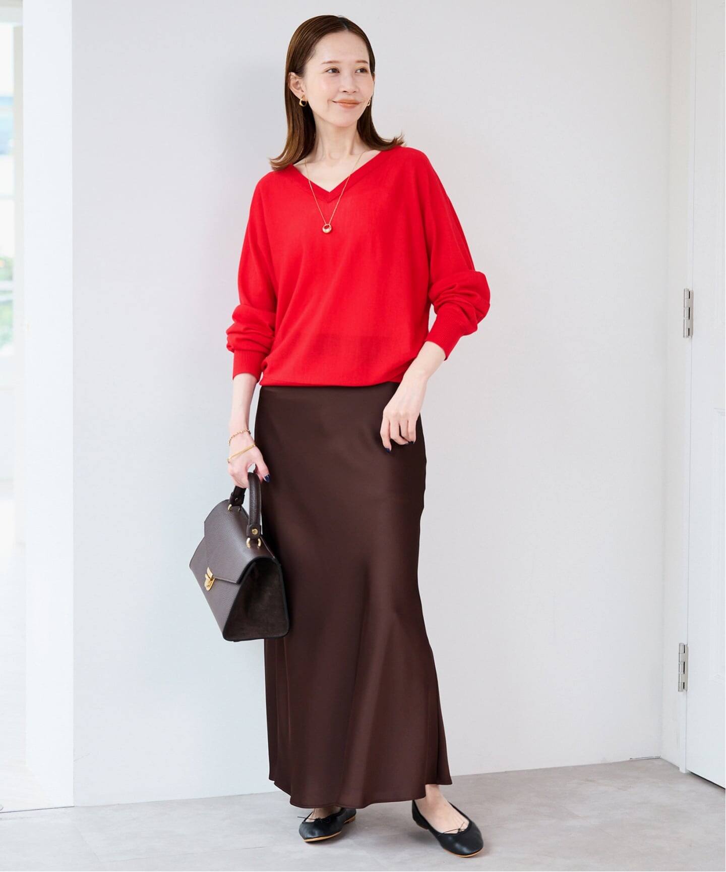 ウォッシャブルドルマンVネックプルオーバー（ニット／セーター