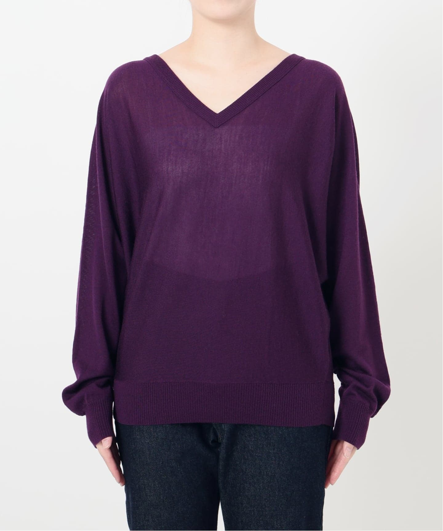 ウォッシャブルドルマンVネックプルオーバー（ニット／セーター