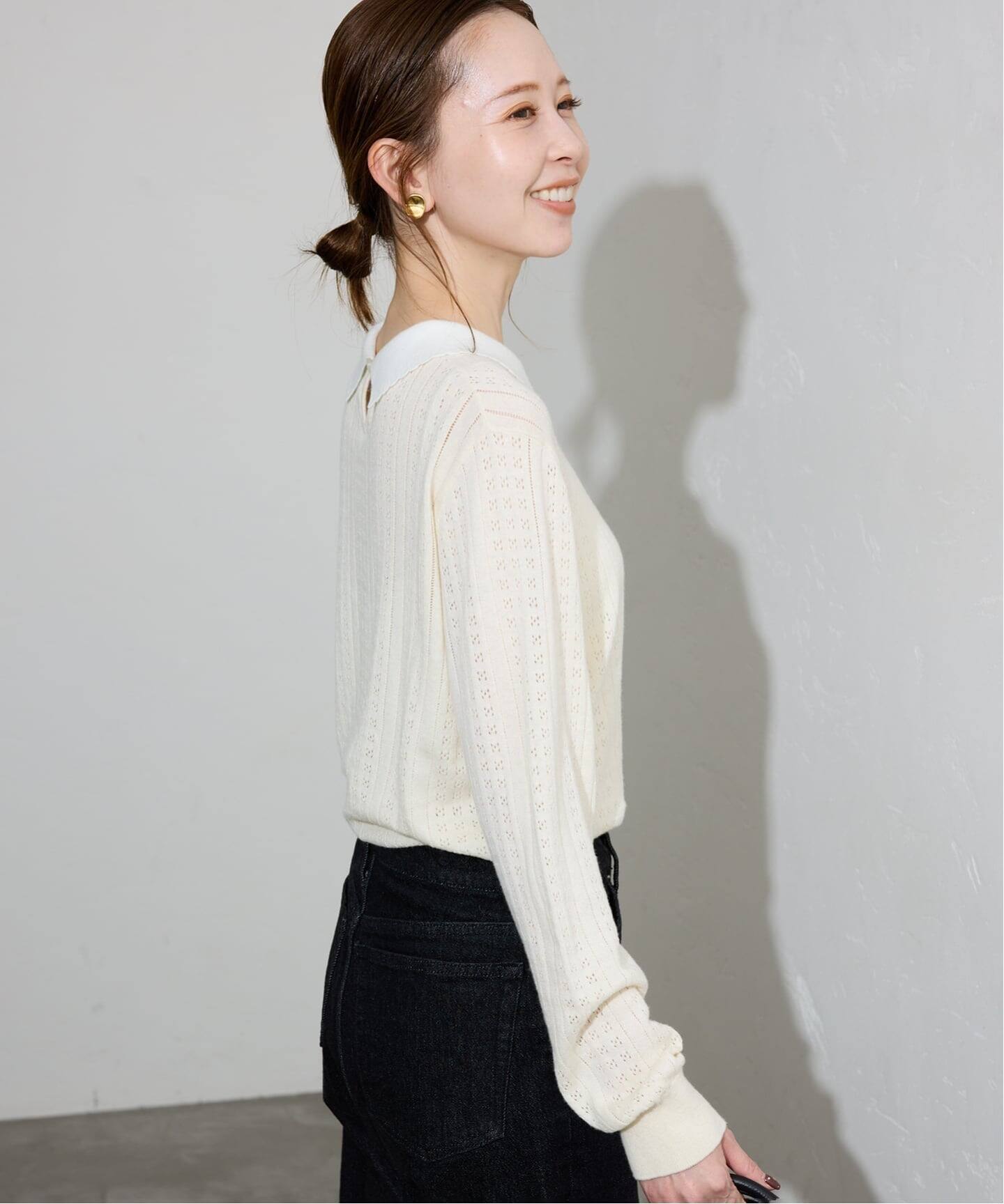 新品25AW SLOBE IENA クレリック襟付きニット 長袖 ナチュラル F クレリック襟付きニット（ニット／セーター）｜SLOBE IENA（スローブ