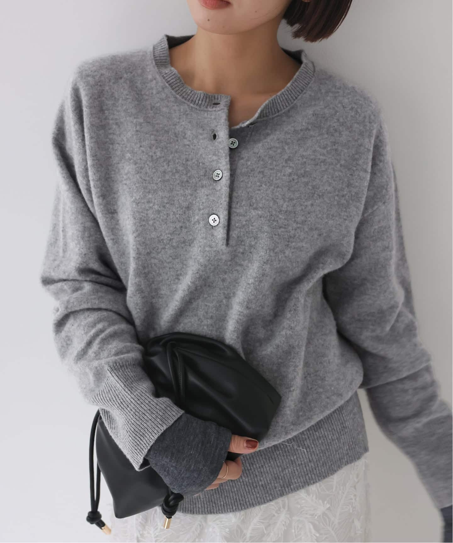 スローブイエナ　ニット　ヘンリープルオーバー echecs ヘンリープルオーバー（ニット／セーター）｜SLOBE IENA