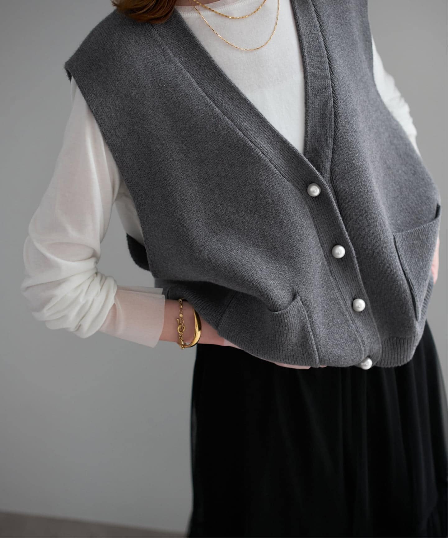 追加予約》パールニットベスト（ベスト）｜SLOBE IENA（スローブ