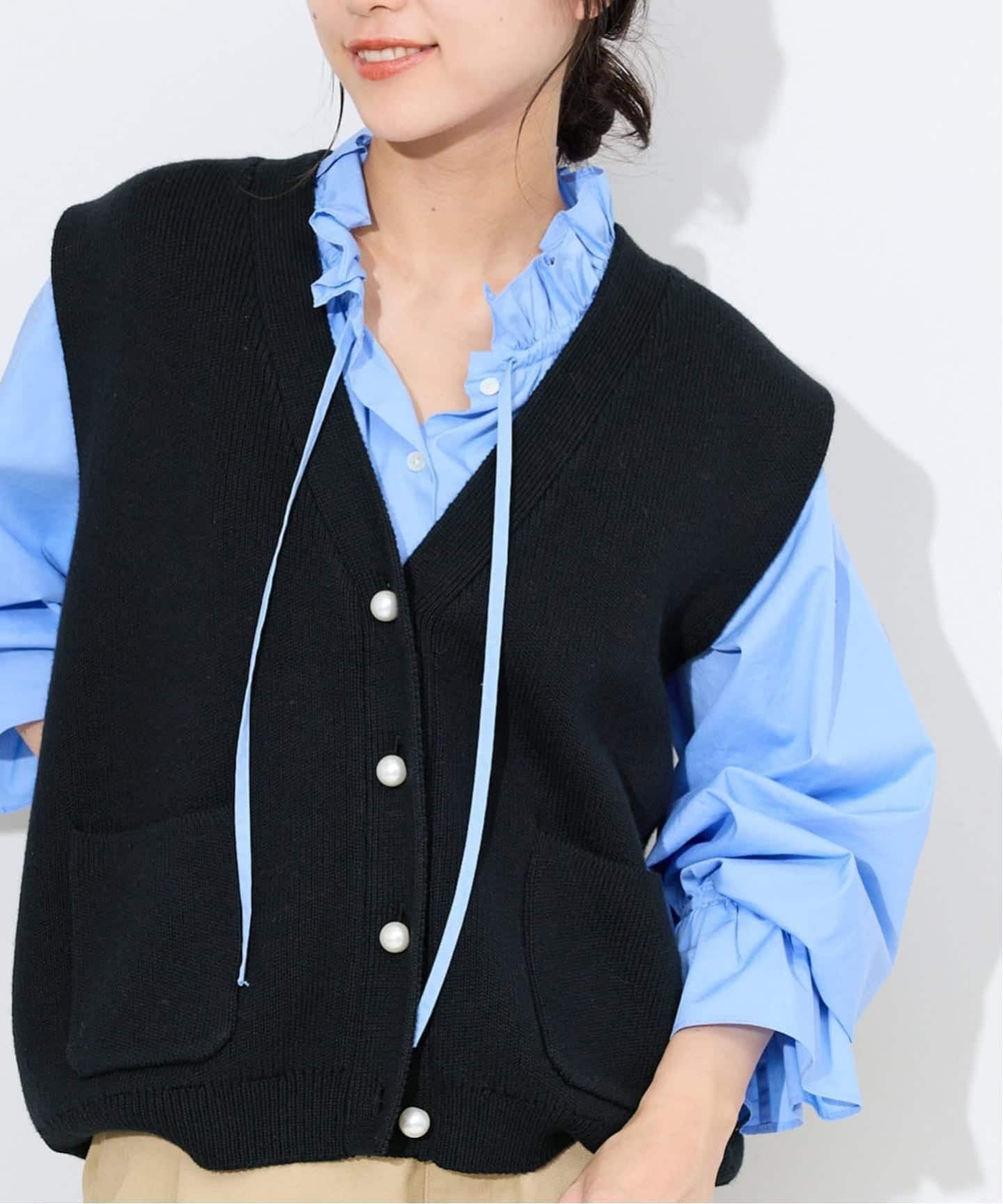 WEB限定/追加2予約》パールニットベスト（ベスト）｜SLOBE IENA