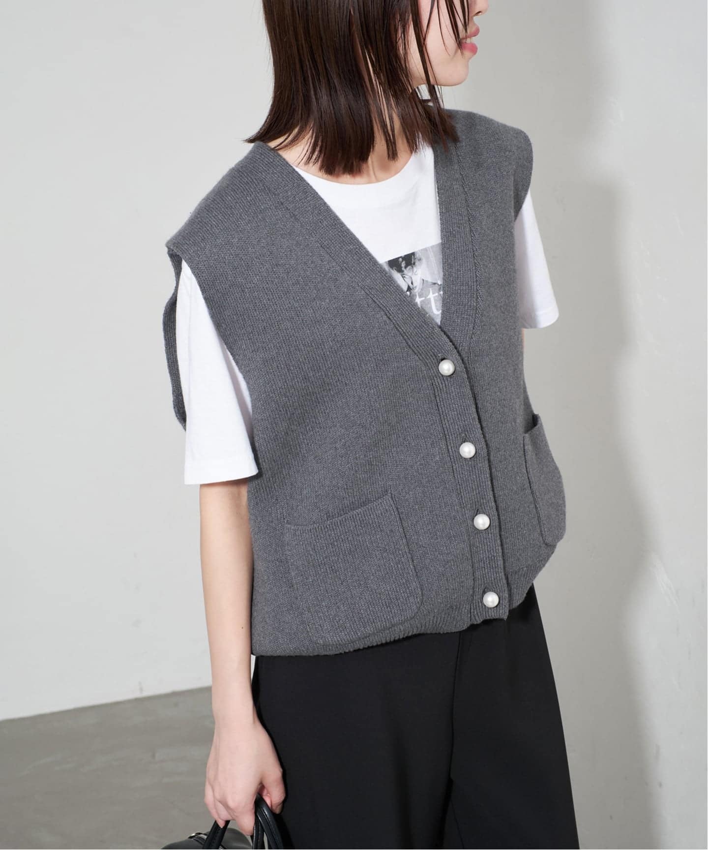 WEB限定/追加2予約》パールニットベスト（ベスト）｜SLOBE IENA