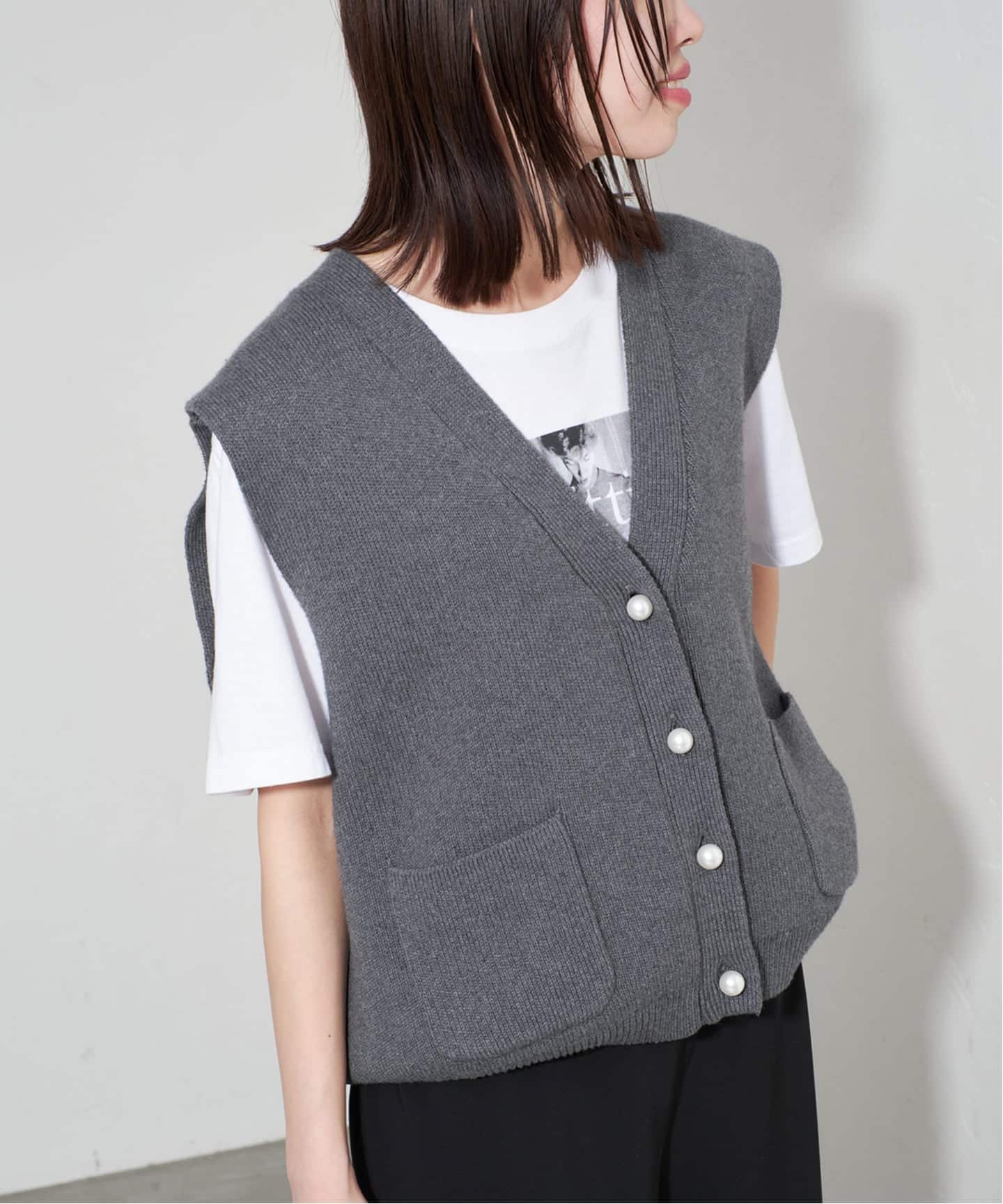 パールニットベストSLOBE IENA スローブイエナ WEB限定/追加2予約》パールニットベスト（ベスト）｜SLOBE IENA