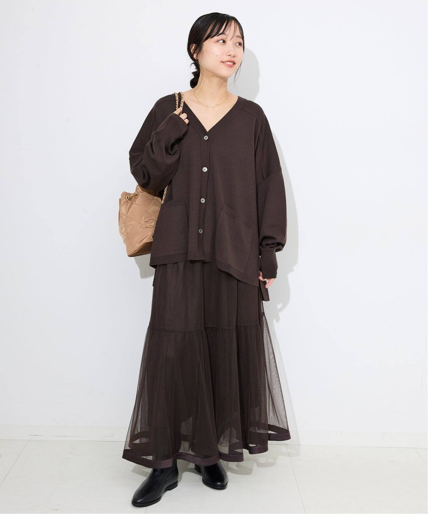 【美品】スローブイエナ ワイドシルエットカーディガン ワイドシルエットVネックカーディガン | スローブ イエナ(SLOBE IENA