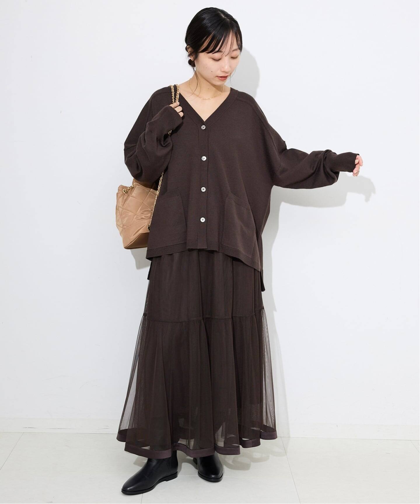 追加》ウォッシャブルワイドシルエットカーディガン（カーディガン