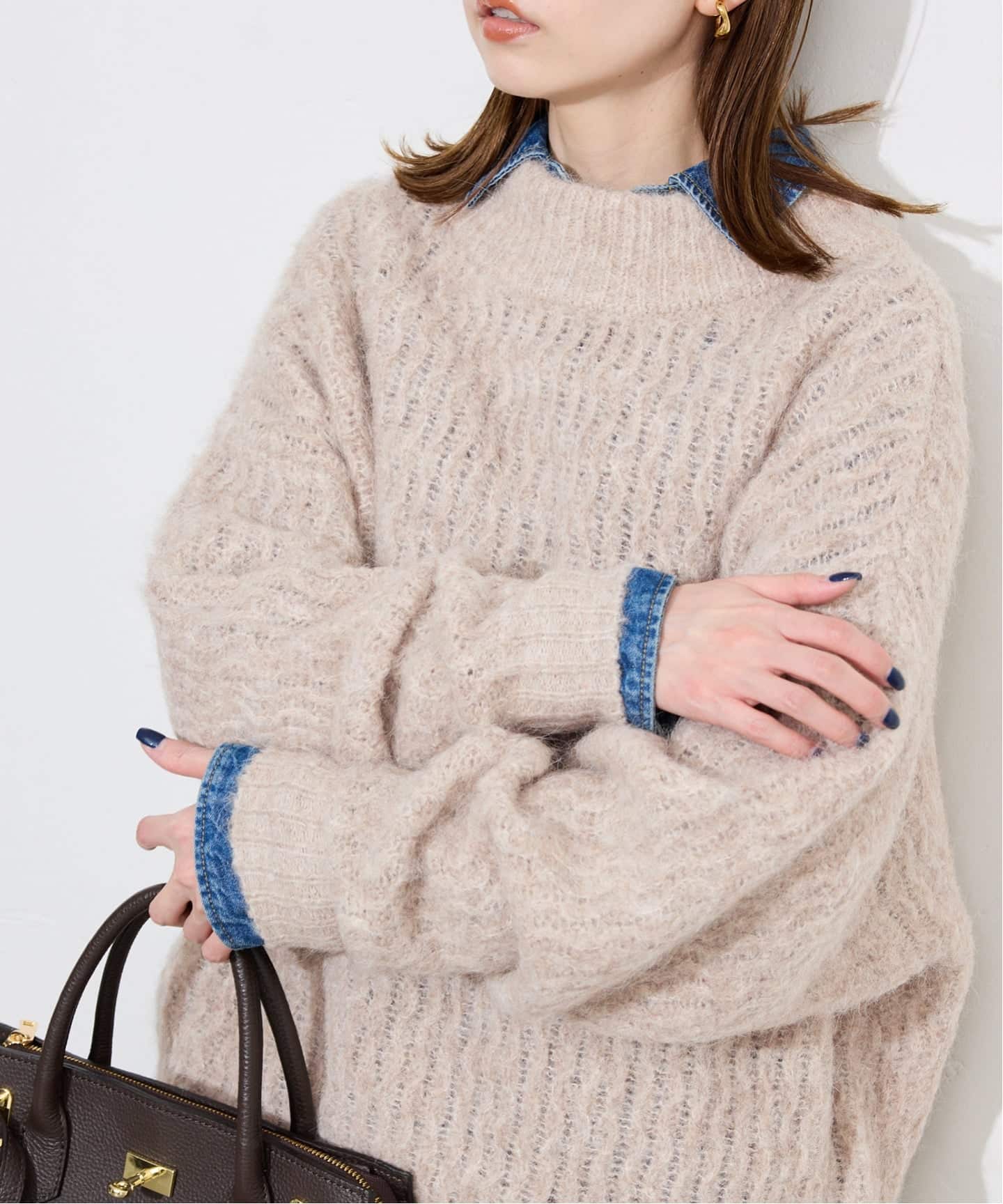 IENAモカベージュ アンゴラ混紡 長袖セーター IENA（イエナ）の