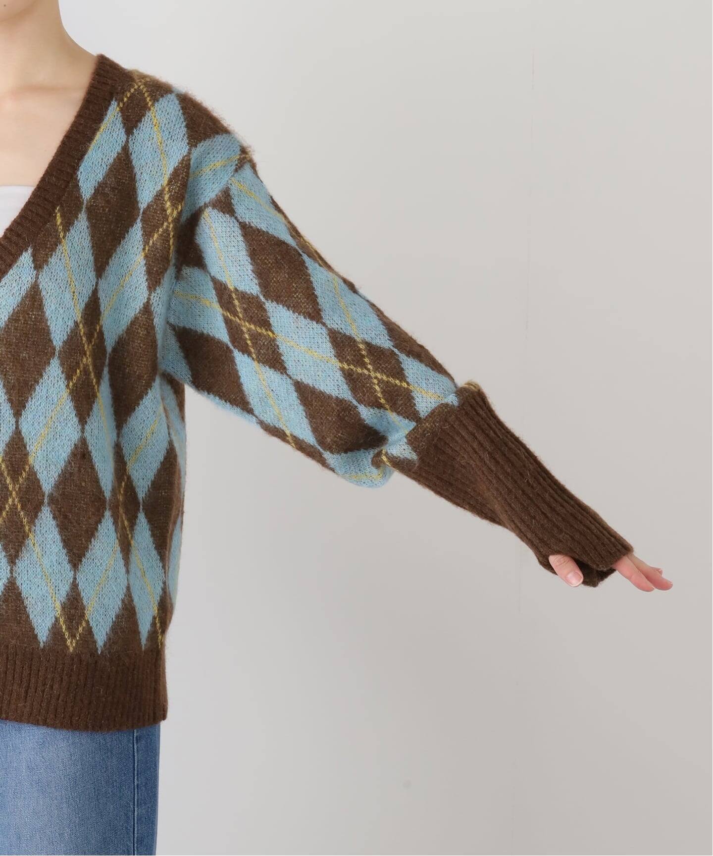 モヘヤMIXアーガイルVネネックニット（ニット／セーター）｜SLOBE IENA