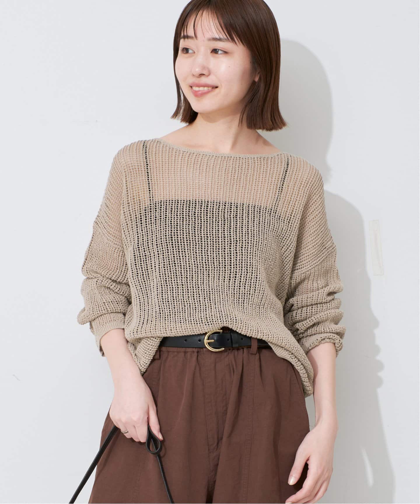 (即日発送)SLOBE IENA リネン混メッシュ編みニット リネン混メッシュ編みニット（ニット／セーター）｜SLOBE IENA