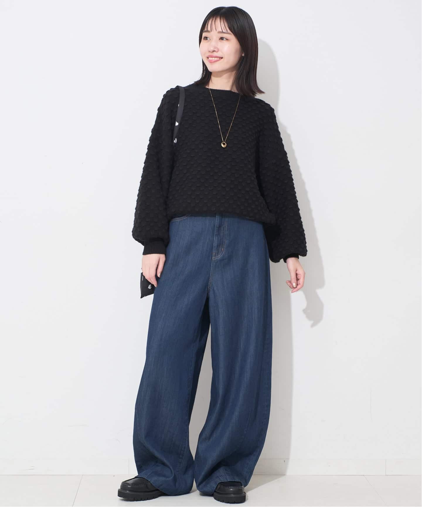 25AW ドット クルーネック プルオーバー ニット セーター F ブラック Jeu de Coeurs & Pois】ドットクルーネックプルオーバー（ニット