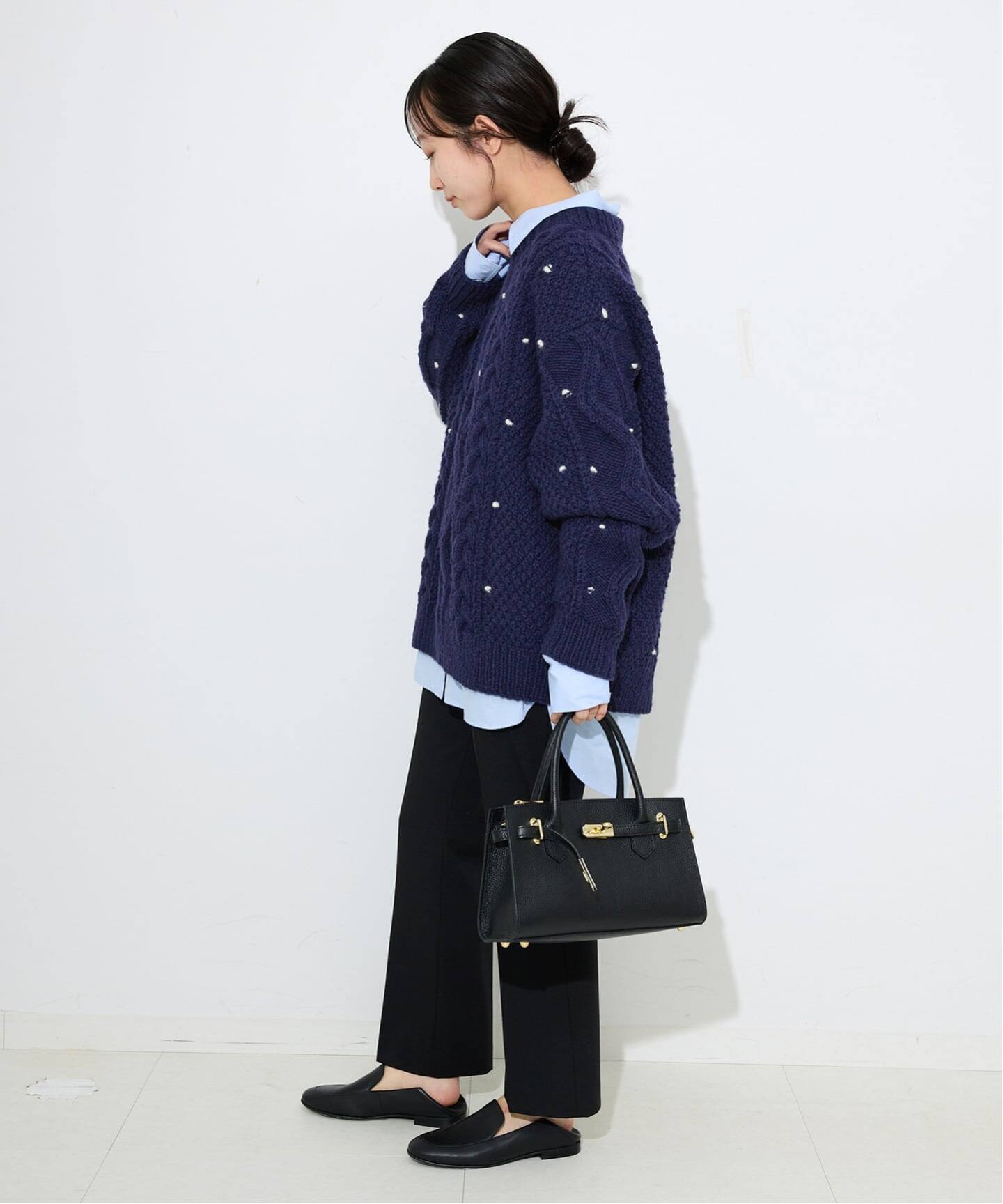 ぺブラム アランニットセーター the toe ハンドニット イエナ and myera アランニットセーター〈黒〉｜and myera