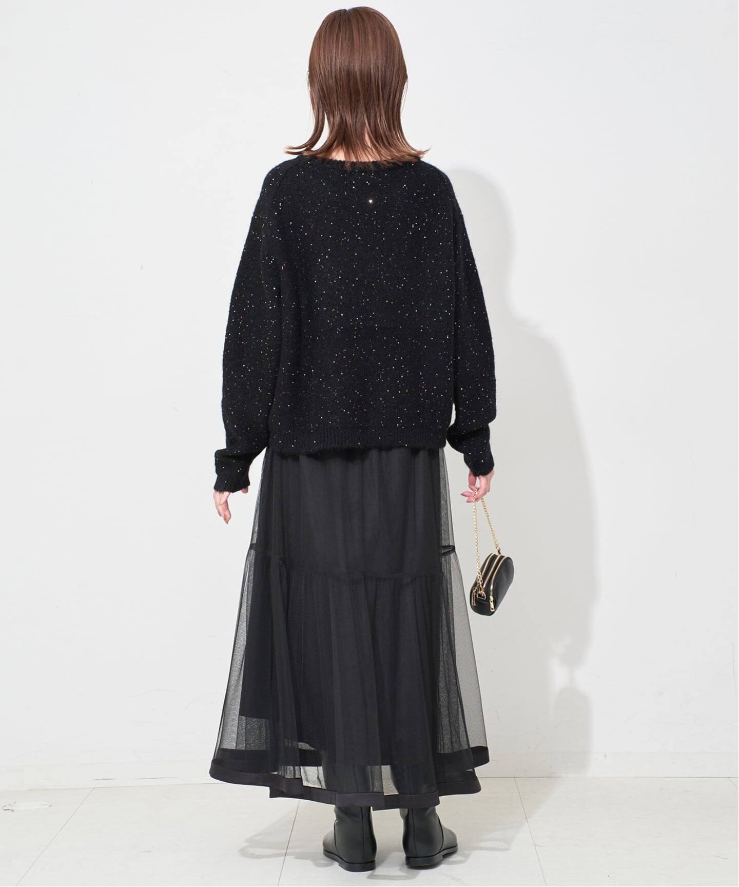 新品【SLOBE IENA】スパンコールニット ブラック スパンコールニット（ニット/セーター）｜SLOBE IENA（スローブイエナ